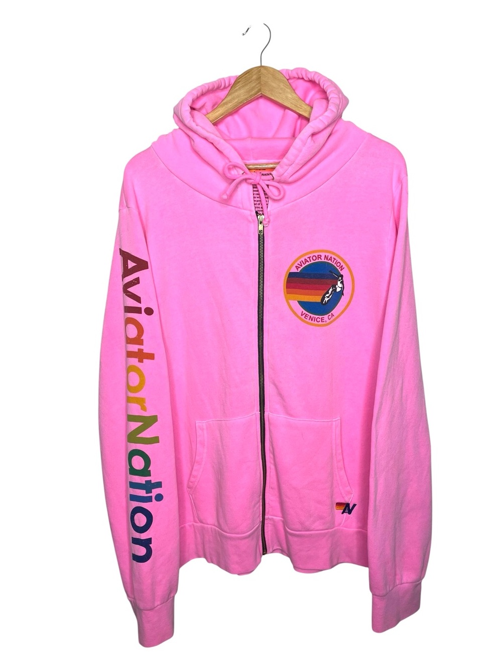 Aviator Nation Venice Hoodie Full Zip Sweatshirt Neon Pink XXL - Picture 6 of 16